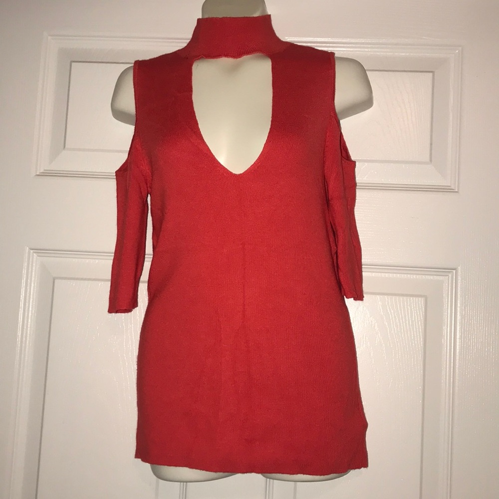 Express Orange top with cutout shoulders